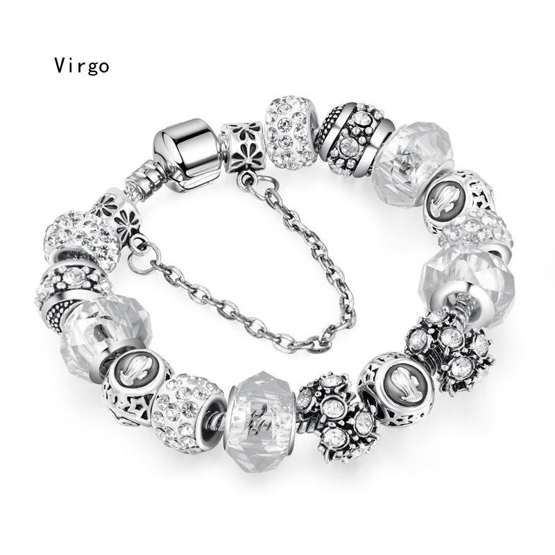 12 Konstellation Frauen Armband Kristall Glas Legierung Perlen Armbänder für Damen Mode Schmuck Hand Kette 21CM von Joom DACH