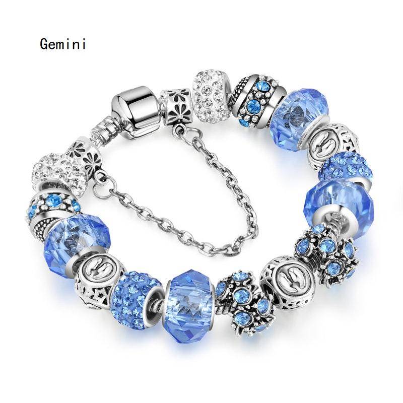 12 Konstellation Frauen Armband Kristall Glas Legierung Perlen Armbänder für Damen Mode Schmuck Hand Kette 21CM von Joom DACH