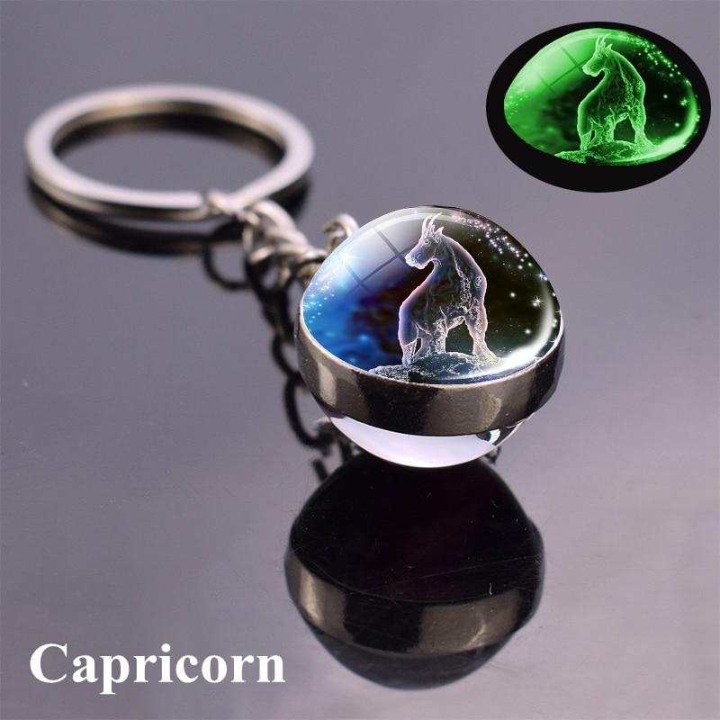12 Konstellation Leuchtender Schlüsselanhänger Glaskugel Anhänger Sternzeichen Schlüsselanhänger Schlüsselanhänger Halter Männer Frauen Geburtstagsgeschenk Capricorn blau von Joom DACH