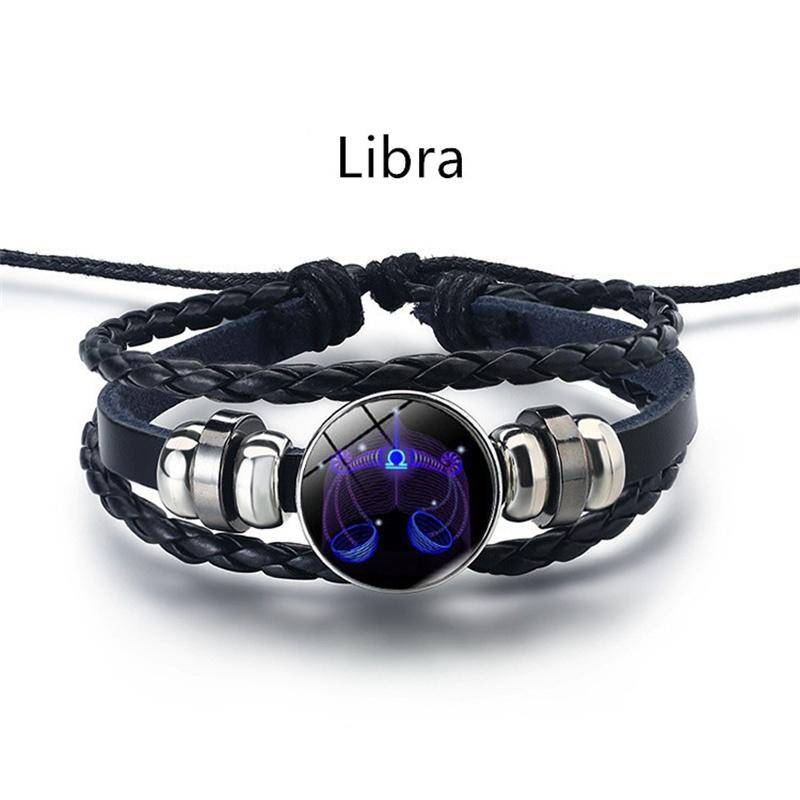 12 Konstellation Leuchtendes Geflecht Lederarmband Charm Armband Männer Frauen Mode Mehrschichtiges Sternzeichen Armband Geburtstagsgeschenke Libra von Joom DACH