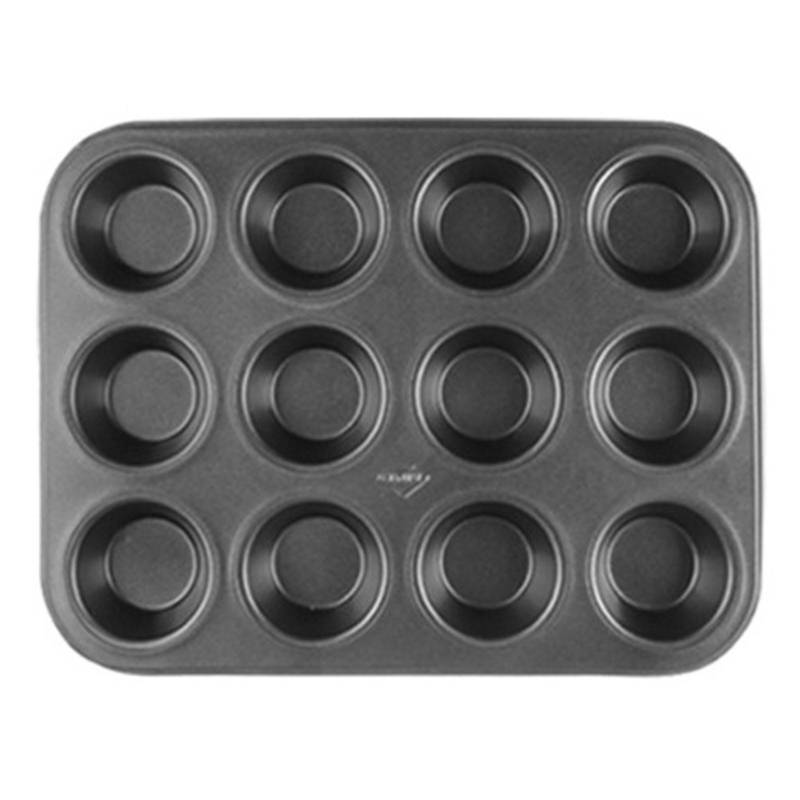 12 Muffinform Kohlenstoffstahl Schnelle Wärmeübertragung Korrosionsbeständig Cupcakes Backform Schwarz L schwarz von Joom DACH