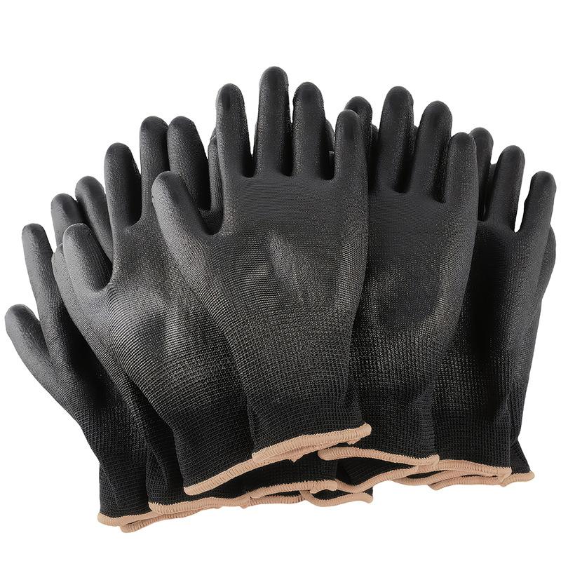 12 Paar Arbeitshandschuhe mit Sicherheitsbeschichtung, Handschutz, PU-Nylon, rutschfest, staubdicht L-6PCS schwarz von Joom DACH