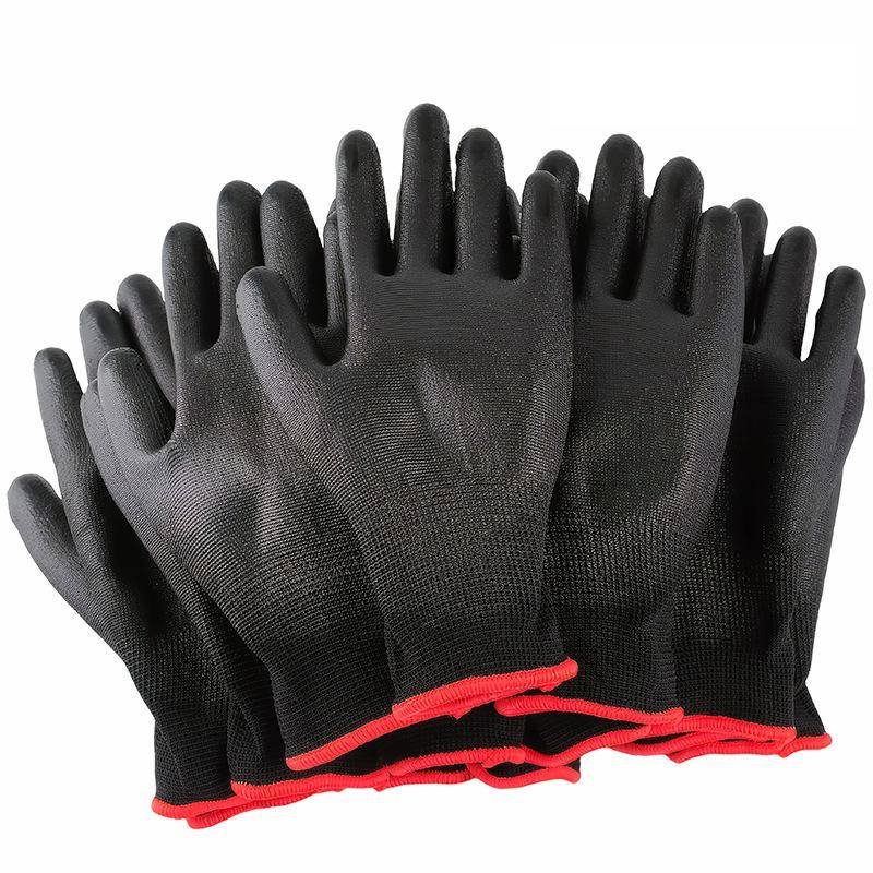 12 Paar Arbeitshandschuhe mit Sicherheitsbeschichtung, Handschutz, PU-Nylon, rutschfest, staubdicht S-12PCS schwarz von Joom DACH