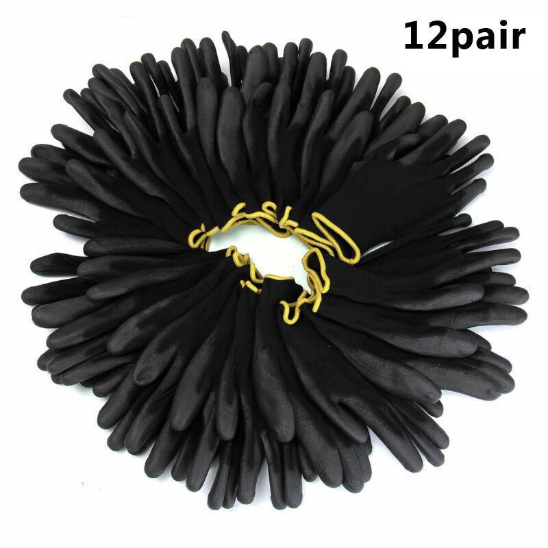 12 Paar Arbeitshandschuhe mit Sicherheitsbeschichtung, Handschutz, PU-Nylon, rutschfest, staubdicht S von Joom DACH