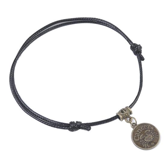 12 Sternbilder, runder Charm, Kunstleder-Fußkettchen, Fußkette, Fußkettchen Cancer von Joom DACH