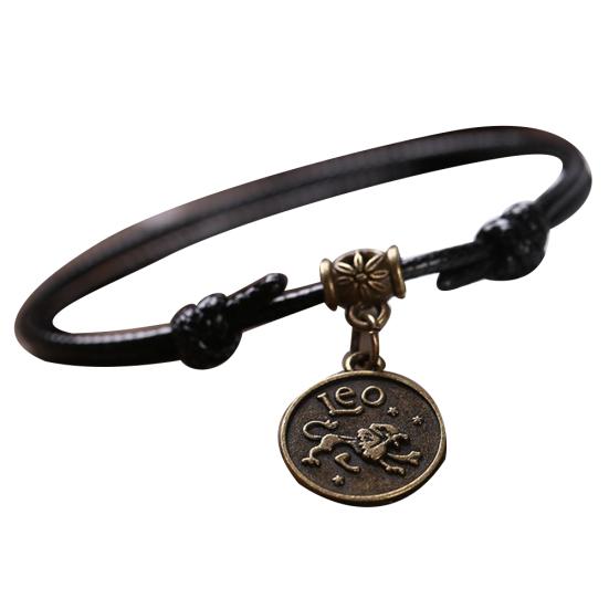 12 Sternbilder, runder Charm, Kunstleder-Fußkettchen, Fußkette, Fußkettchen Leo von Joom DACH