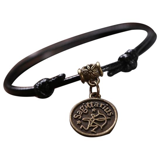 12 Sternbilder, runder Charm, Kunstleder-Fußkettchen, Fußkette, Fußkettchen Sagittarius von Joom DACH