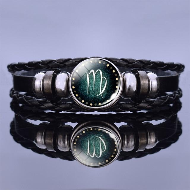 12 Sternzeichen Sternbild Charm Armband Herren Damen Mode Mehrschichtiges Geflecht Lederarmband & Armreif Geburtstagsgeschenke reinfarbig von Joom DACH