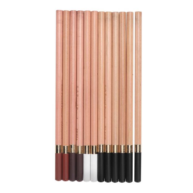 12 Stück 4 Farben Skizzierstifte Holzkohle Zeichenstift Künstlerbedarf mit Geschenkbox von Joom DACH