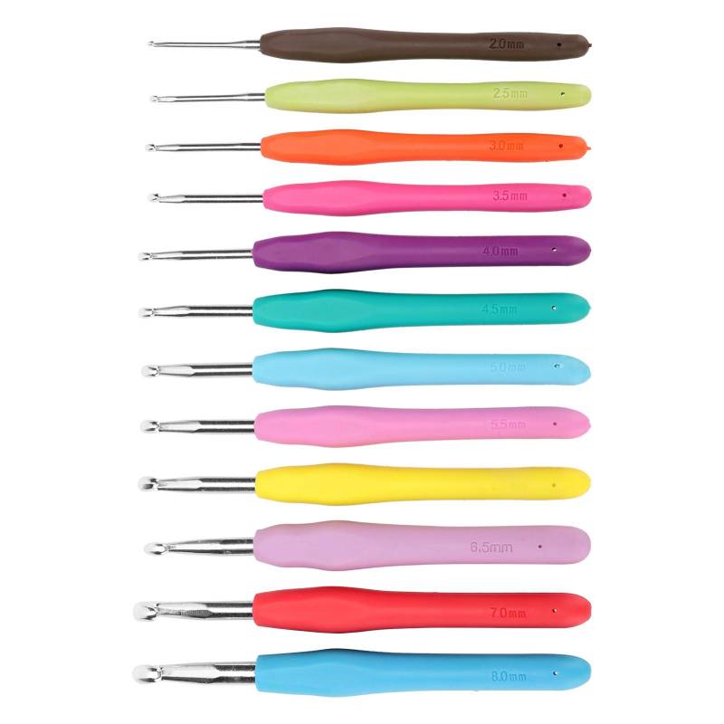 12 Stück Häkelnadeln TPR Silikon Farbe Aluminium Pullovernadel Strickwerkzeug für Kinder Anfänger von Joom DACH