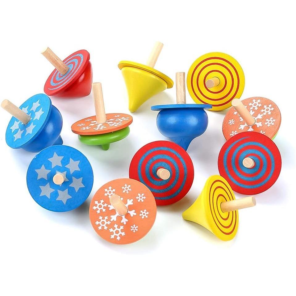 12 Stück Holzkreisel, Holzkreisel, Bunte Holzkreisel, Spielzeugkreisel für Kinder 4*4*4.5cm,12Pcs von Joom DACH