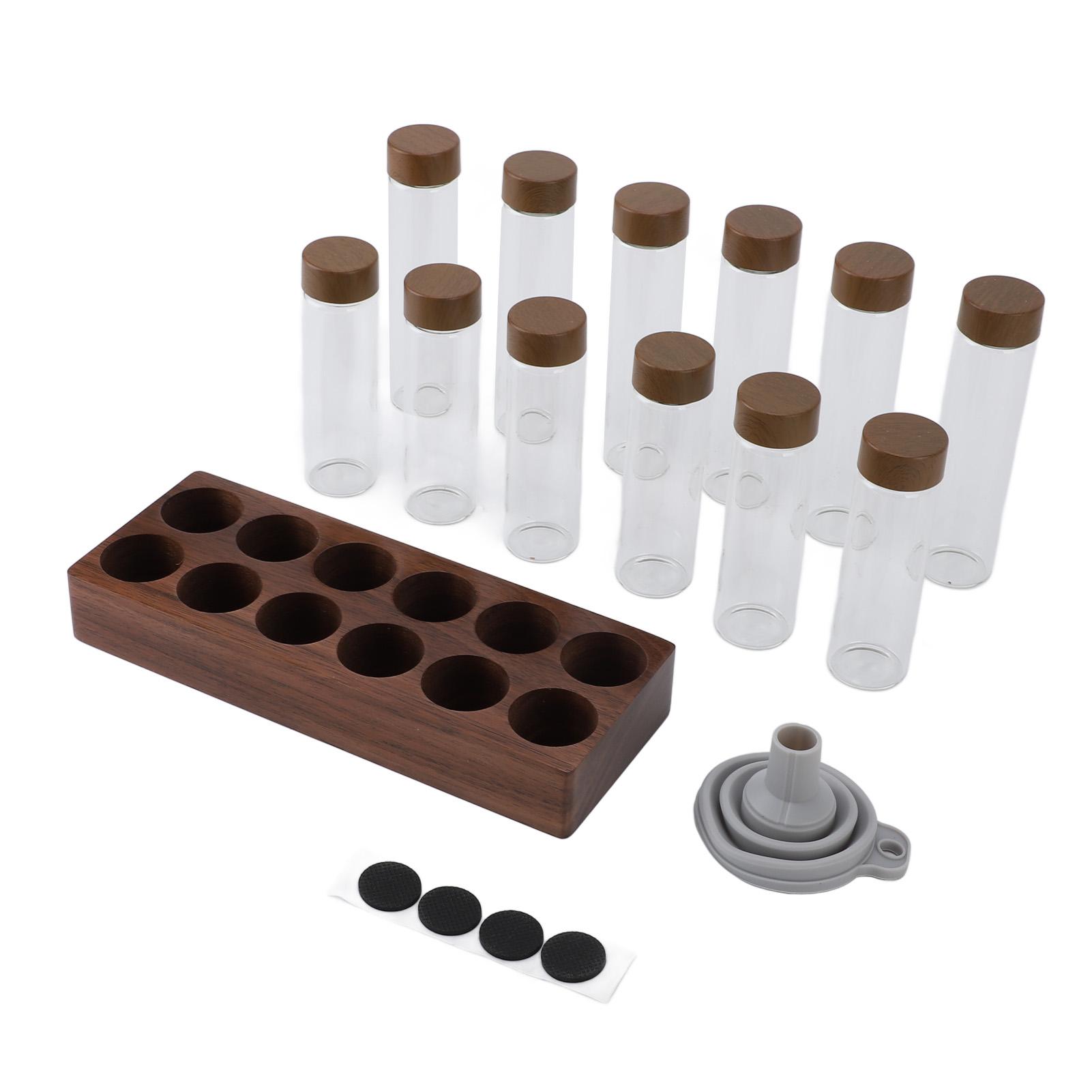 12 Stück Kaffeebohnen Aufbewahrungsröhrchen Glas Versiegelt Dosierung Kaffeebohnen Gläser mit Walnussständer Trichter für L von Joom DACH