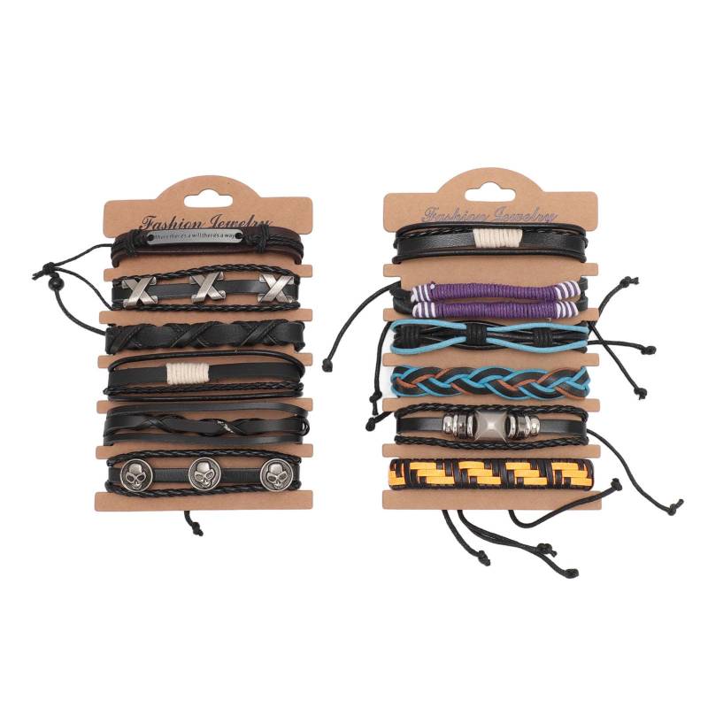 12 Stück PU Leder Armband Vintage Stil Legierung Dekor Punk Armstulpen Armbänder für Männer Frauen von Joom DACH