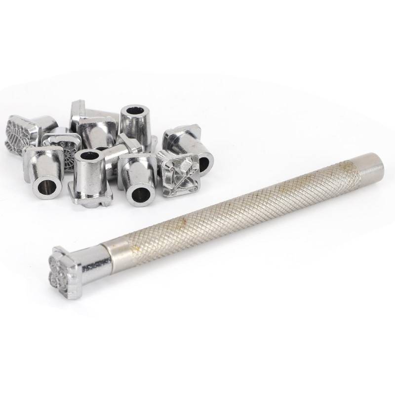 12 Stück Stanzwerkzeug Lederhandwerk Legierter Stahl DIY Pflanzliches Leder Stempel 1 Stück Griff(Zwölf von Joom DACH