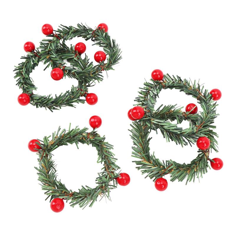 12 Stück Weihnachts-Kerzenringe Mini-Kränze Großpackung für Stumpen Kerzenleuchter Tafelkerzen Künstliche Beere mit Gras Feiertag von Joom DACH