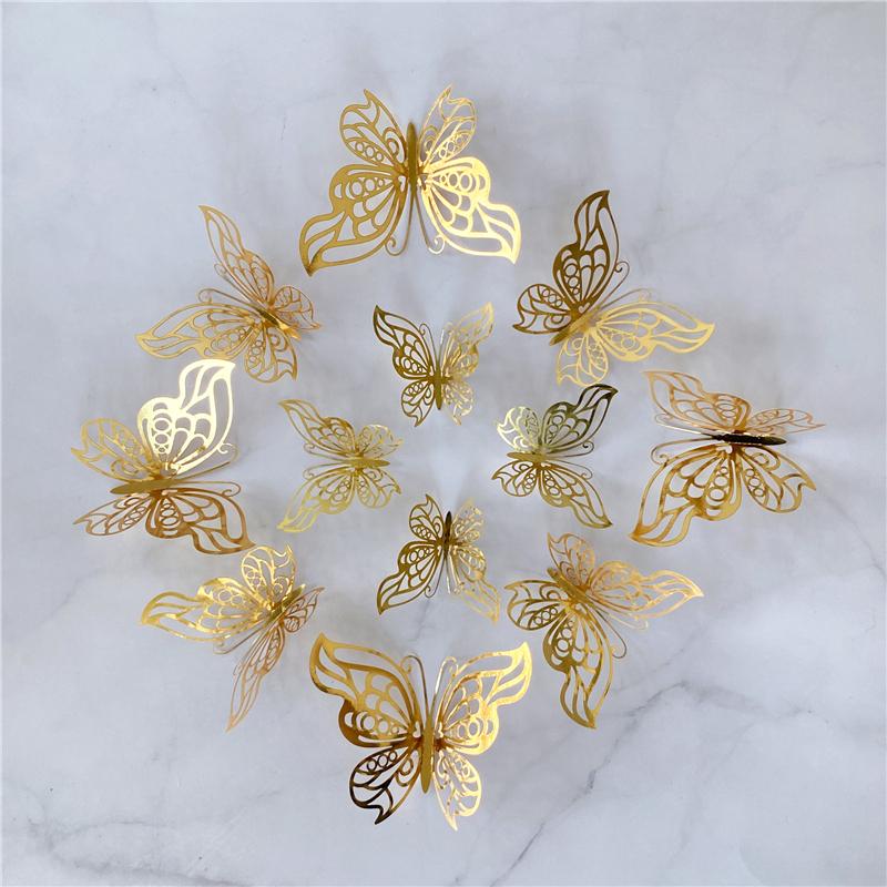 12 Teile/satz 3D Hohl Schmetterling Wand Aufkleber DIY Hochzeit Dekoration Wohnzimmer Wohnkultur Schmetterlinge Aufkleber Aufkleber gold von Joom DACH