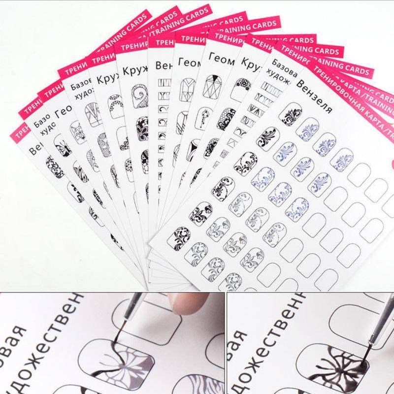 12 Teile/satz Nail art Ausbildung Praxis Blumen Linien Zeichnung Malerei Vorlage Lernen Buch Maniküre Salon Werkzeug Zubehör 12pcs von Joom DACH