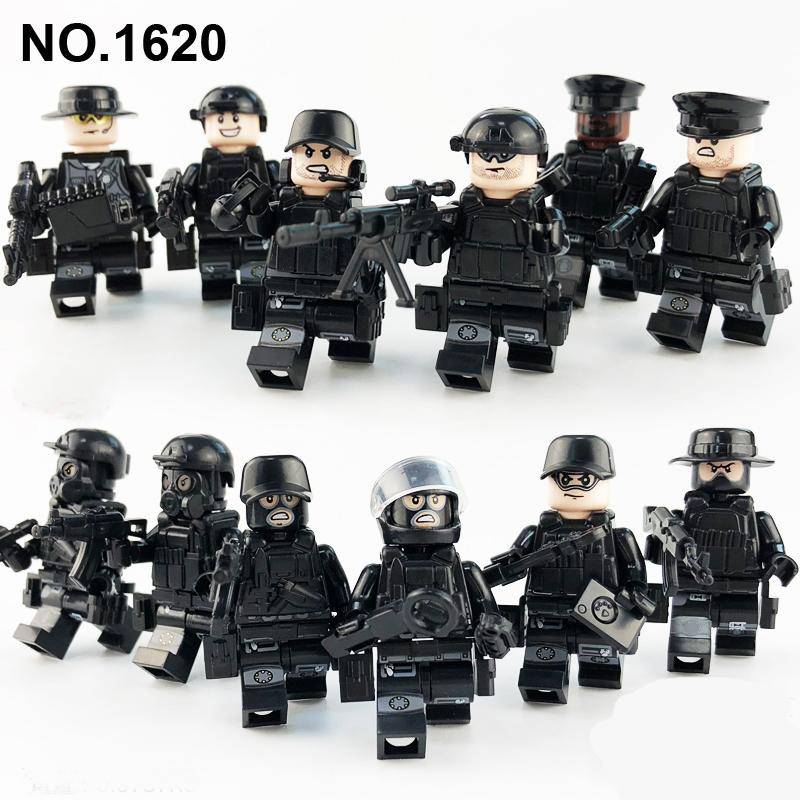 12 Teile/satz SWAT Stadt Polizei Puppen Militär Bausteine ​​MiniFiguren Mini Figuren Kinder Spielzeug für Jungen Swat Charaktere Zubehör von Joom DACH