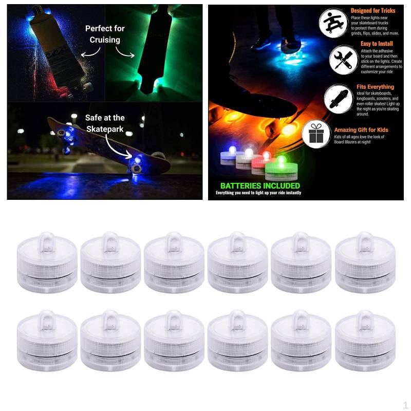 12 Teile Kerzen LED wasserdicht Stimmung Teelicht Skateboard Licht weiß von Joom DACH