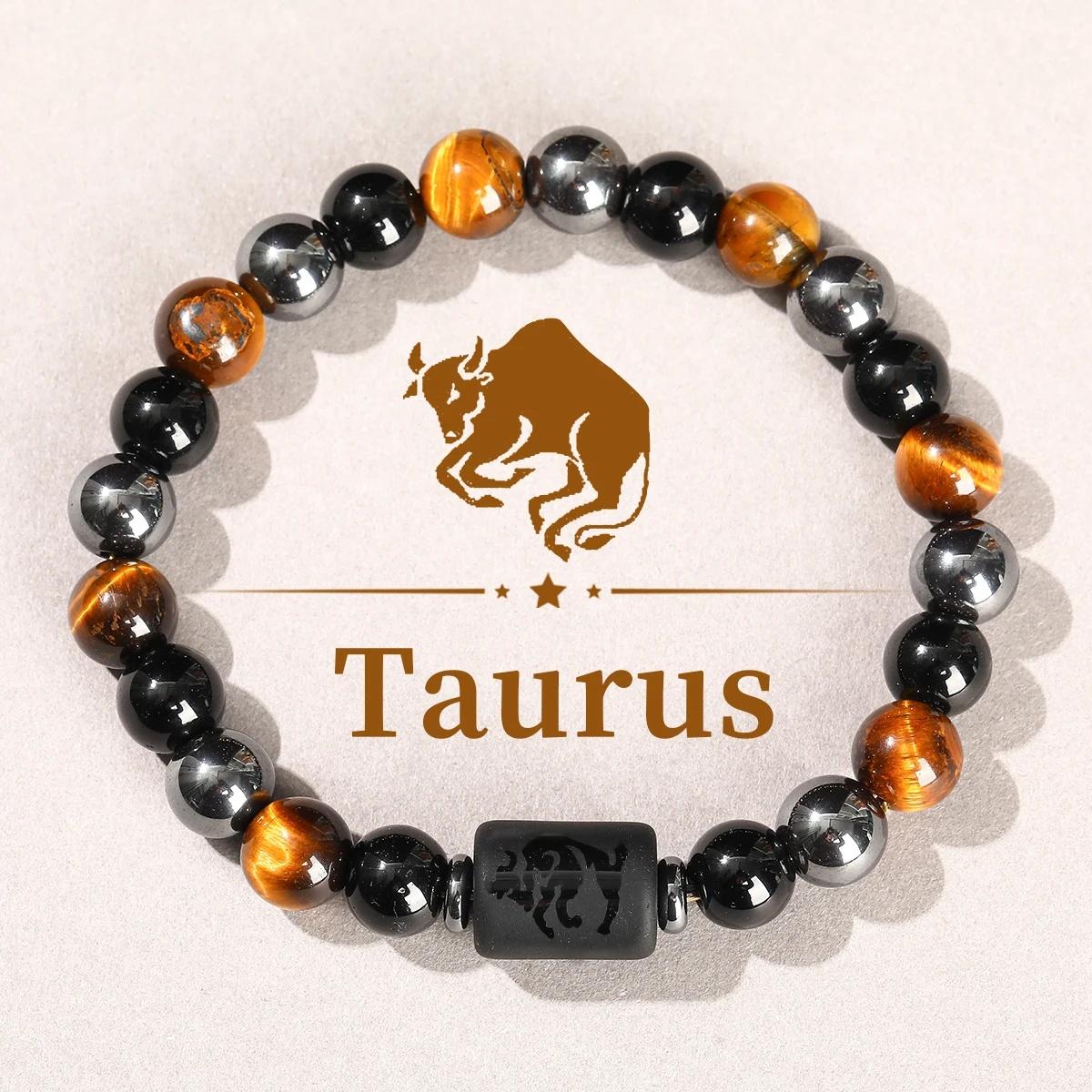 12 Tierkreiszeichen Naturstein Armband Zwillinge Steinbock Krebs Jungfrau Löwe Armband Damen Herren Freundschaftsschmuck Armbänder von Joom DACH