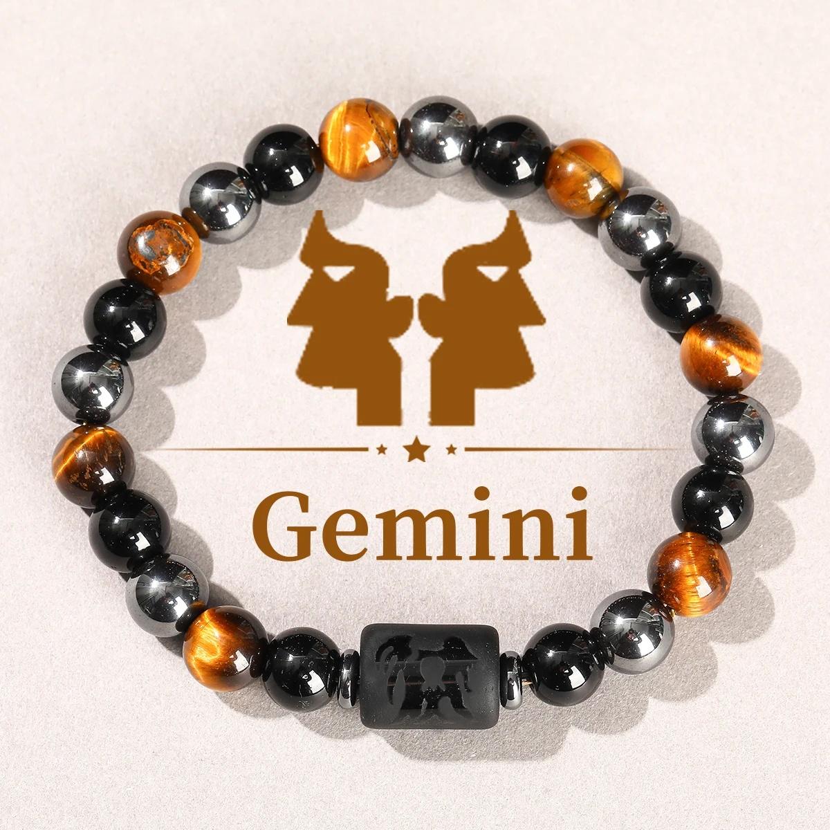 12 Tierkreiszeichen Naturstein Armband Zwillinge Steinbock Krebs Jungfrau Löwe Armband Damen Herren Freundschaftsschmuck Armbänder von Joom DACH