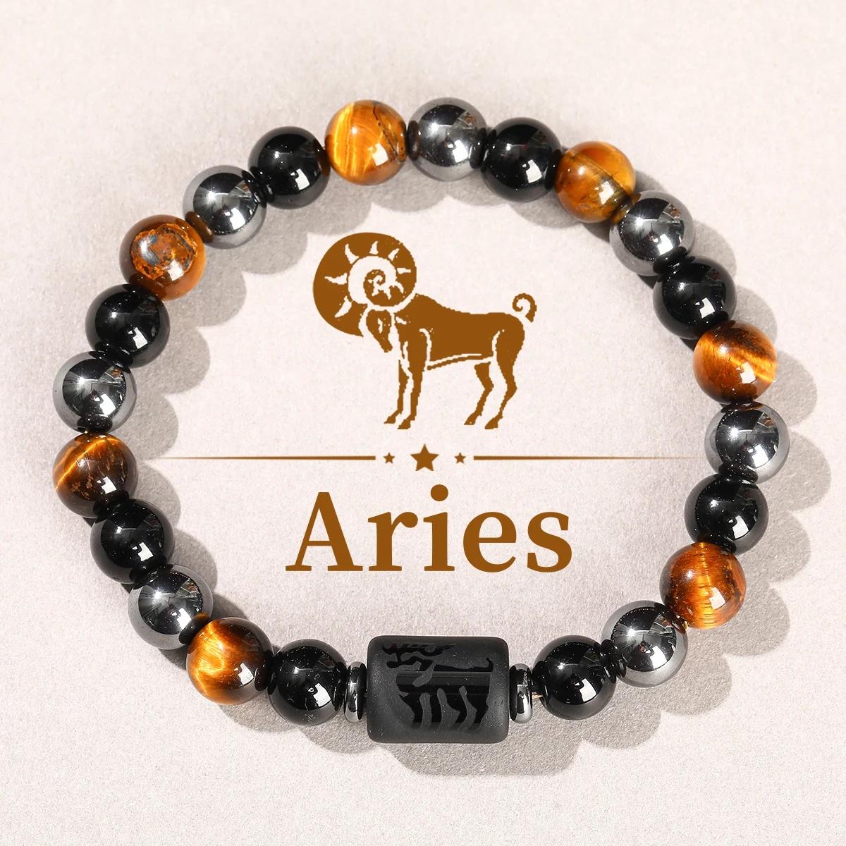 12 Tierkreiszeichen Naturstein Armband Zwillinge Steinbock Krebs Jungfrau Löwe Armband Damen Herren Freundschaftsschmuck Armbänder von Joom DACH