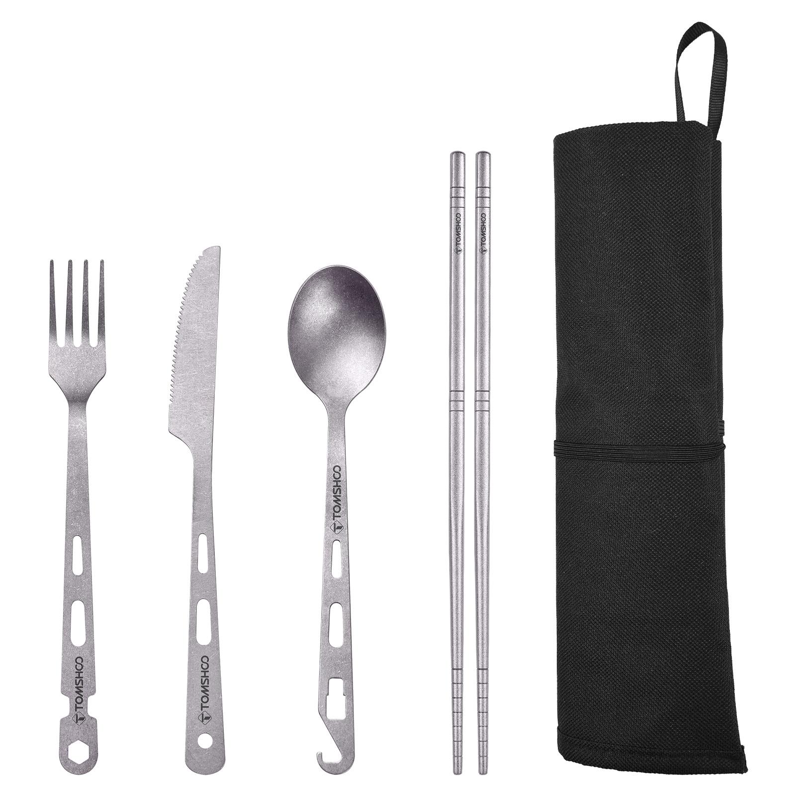 12 stücke Ti Geschirr Camping Gabel Löffel Cutter Stäbchen Ultra Licht Outdoor Besteck Set silber von Joom DACH