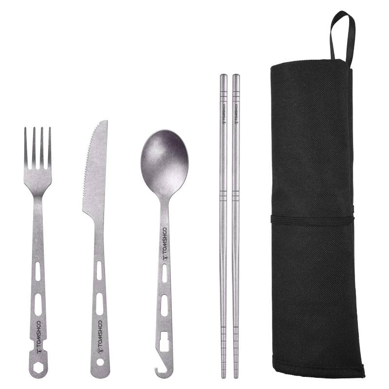 12 stücke Ti Geschirr Camping Gabel Löffel Cutter Stäbchen Ultra Licht Outdoor Besteck Set silber von Joom DACH