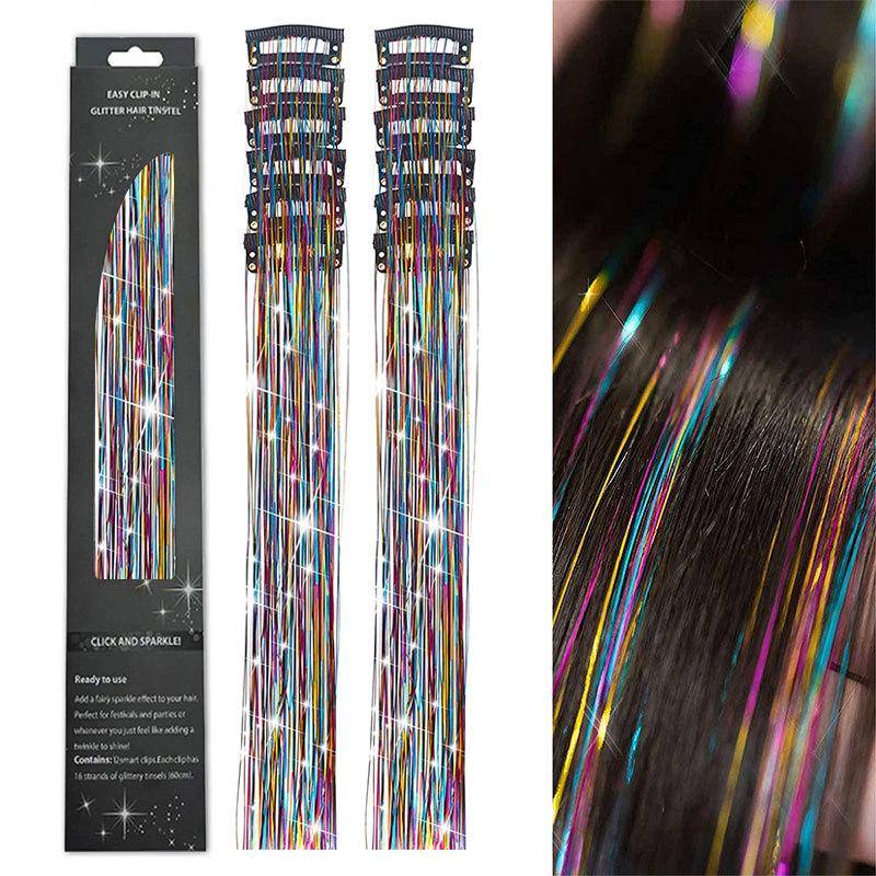 12 teile/satz Glänzende Themen Glitter Haar Lametta Kit Multicolor Seide Haar Glitter String Extensions Zubehör Für Frauen Kopfschmuck bunt von Joom DACH