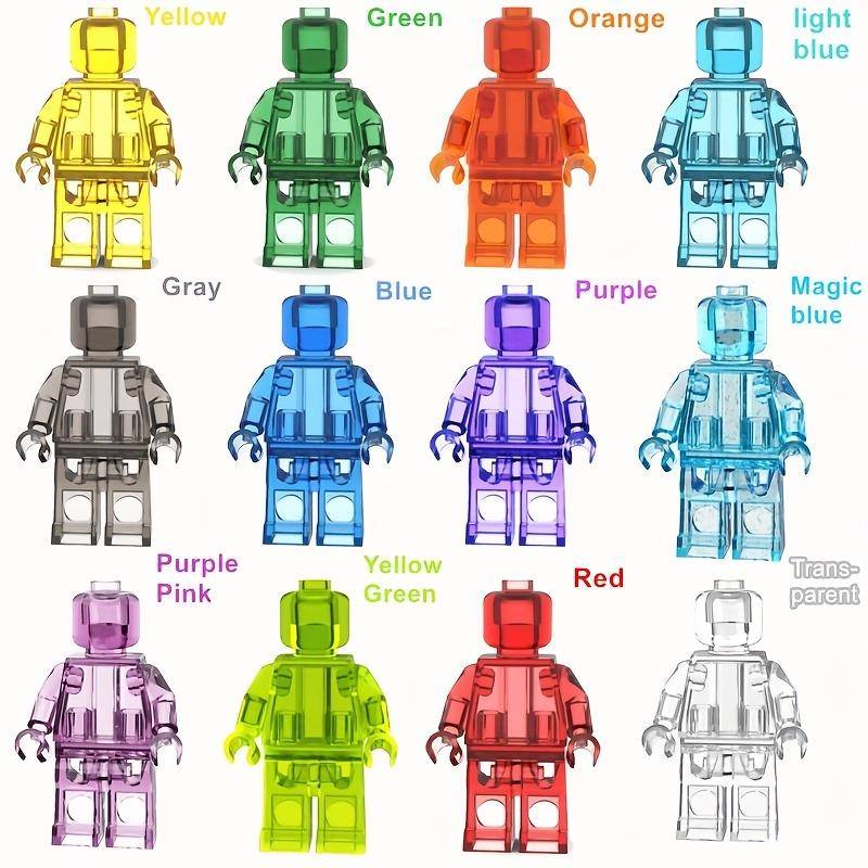 12 teile/satz Minifiguren Transparente Farbe DIY Action Figure Puppe Einfach Zusammenbauen Baustein Spielzeug Lernspielzeug Geschenk für Kinder bunt von Joom DACH
