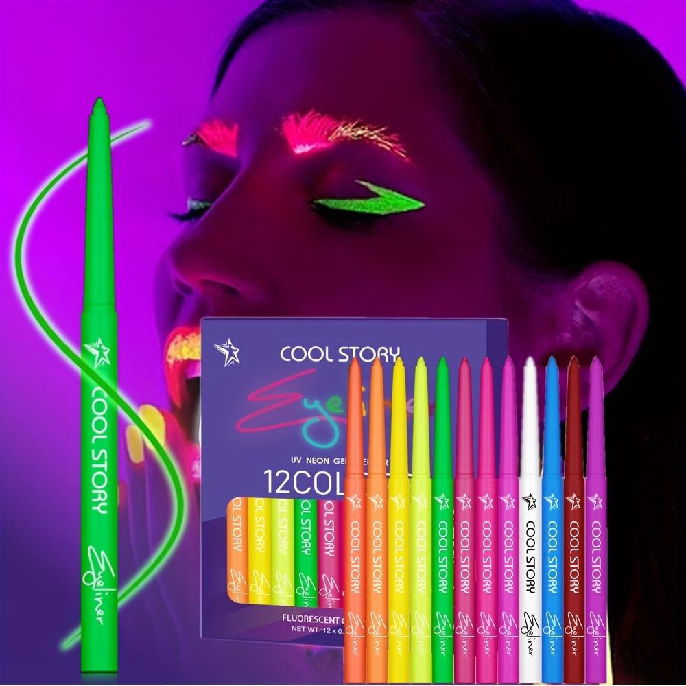 12-teiliges Eyeliner-Stift-Set, Lidschattenstift mit fluoreszierendem UV-Glow, Neon-Körperfarbe, flüssiger Eyeliner-Make-up-Stift für Musikfestival von Joom DACH