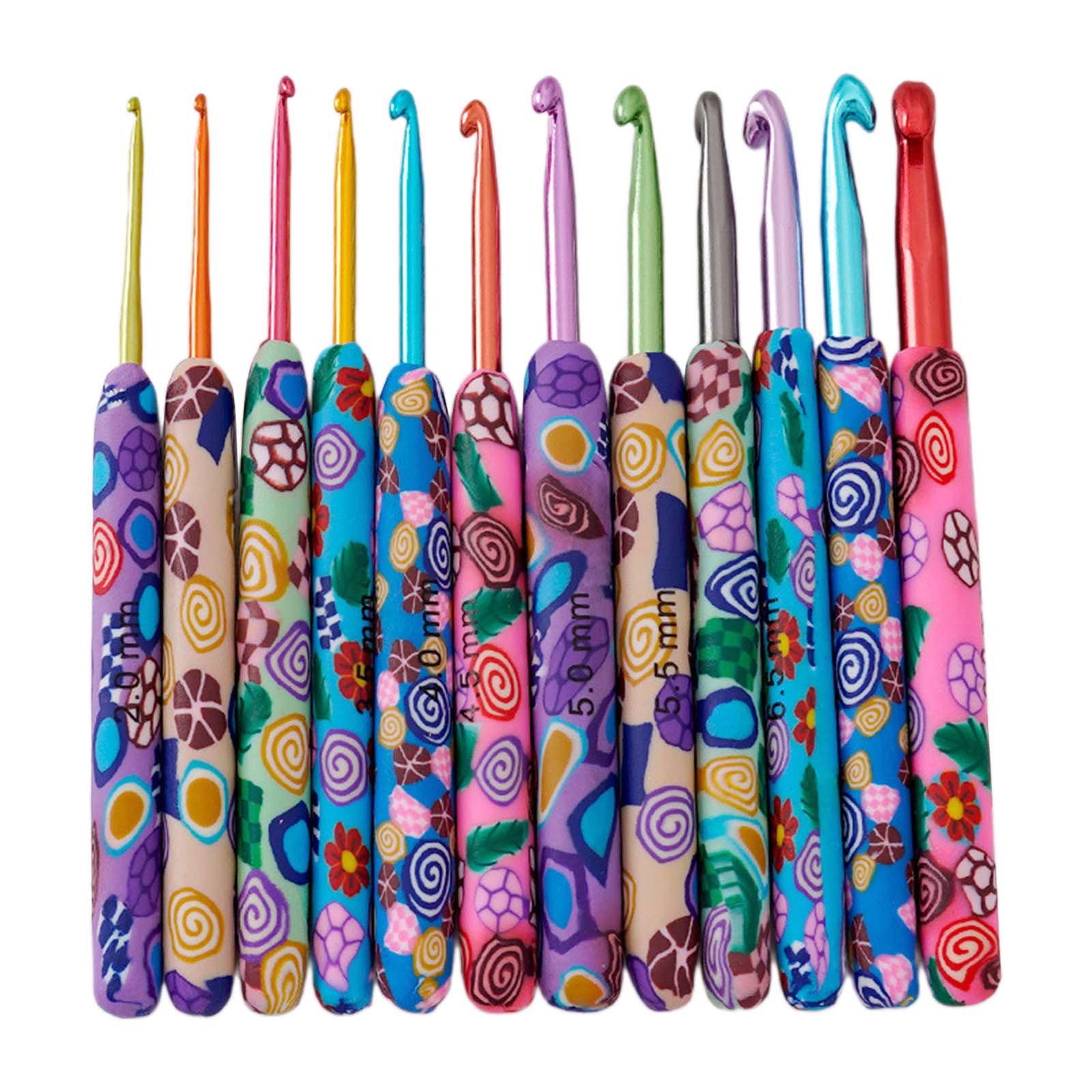 12-teiliges Häkelnadel-Set, bunte Häkelnadeln, 2,0 – 8,0 mm, ergonomische Stricknadeln, Häkelzubehör für Handarbeiten von Joom DACH