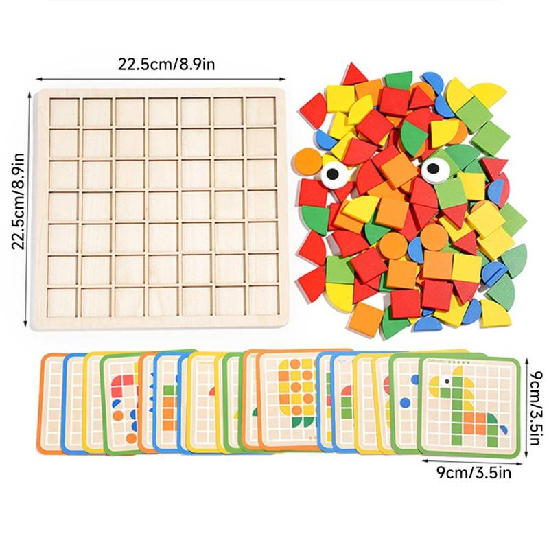 120-teiliges Holzmosaik-Puzzle-Spielzeug Montessori Kinder Holz 3D geometrische Form Puzzle Brettspiel Baby frühe Bildung Spielzeug für Kinder von Joom DACH