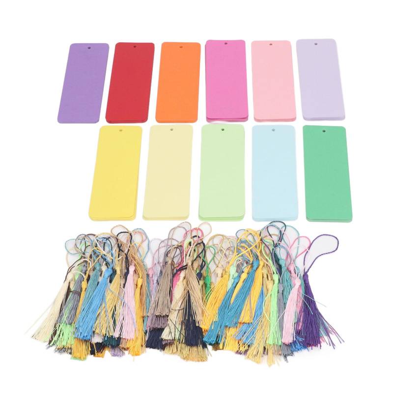 120er Set Blanko Farbkarton Lesezeichen mit bunten Quasten Basteln DIY Papier Lesezeichen für DIY von Joom DACH