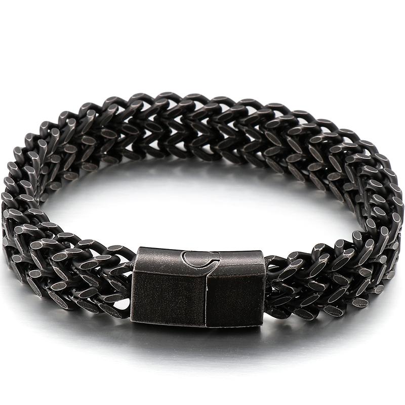 12MM Zweireihig Kette herren Handgelenk Armbänder 6 Farbe Edelstahl Mann Armband Neue Ankunft Griffe Mit Magnet verschluss 20/21,5 CM 21.5CM von Joom DACH