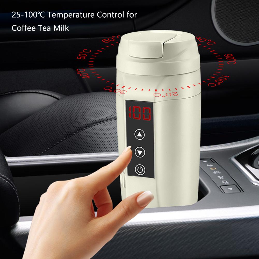 12V/24V 90W Auto Heizung Cup Heißwasser Wasserkocher Becher Edelstahl Flasche 450ML mit 25-100 celsius schwarz von Joom DACH