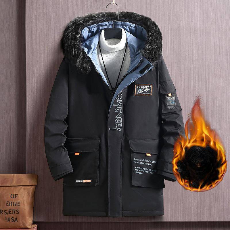 12XL Herren Plus Fat Plus Size Plus Baumwoll-Windjacke Mittellanger Parker Lockere Extra große Baumwolljacke 12XL schwarz von Joom DACH