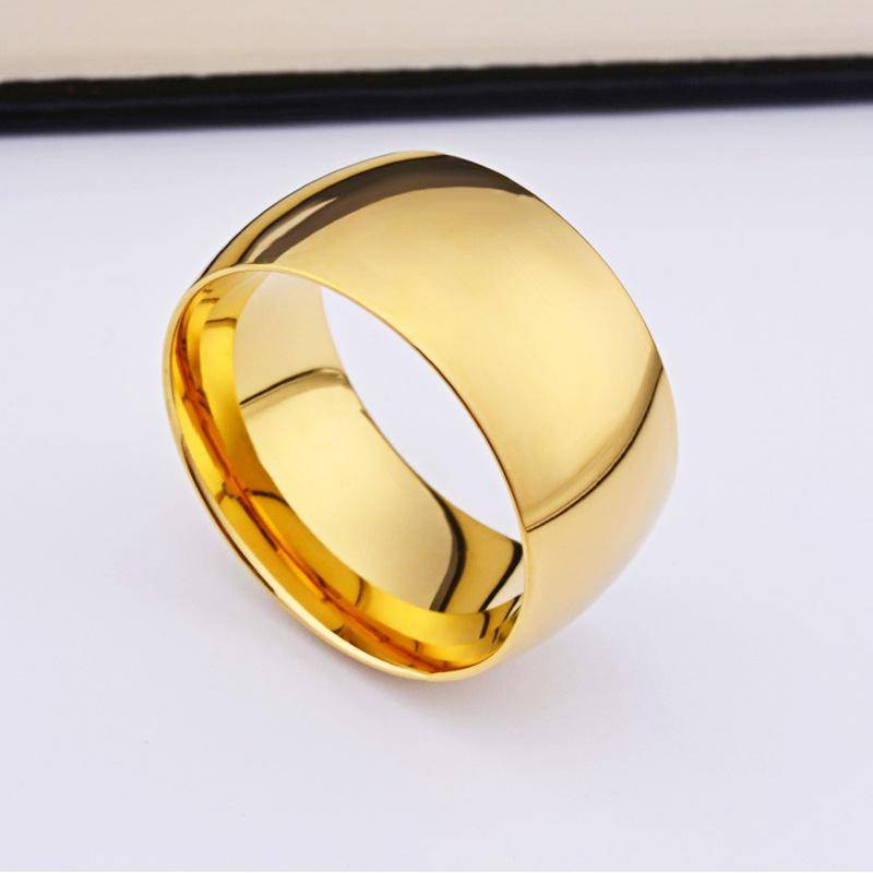 12mm Kein Verblassen Klassische Verlobungsringe Gelbgold plattierter Ring Edelstahlringe für Männer und Frauen 7 von Joom DACH