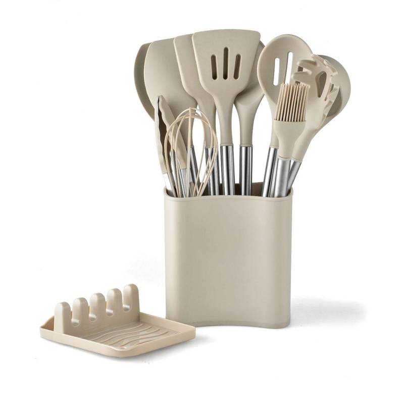 13-teiliges Set Kochutensilien Edelstahl Silikon Löffel Pfannenwender Schöpfkelle Küchenutensilien-Set von Joom DACH