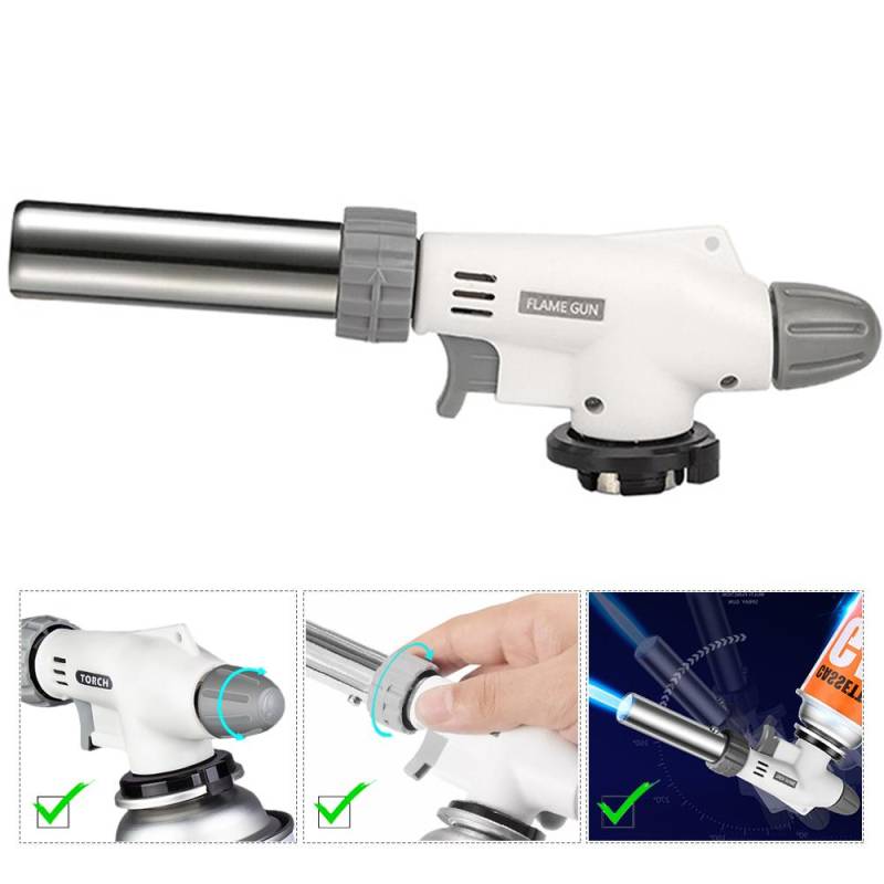 1300 ℃ Flammenwerfer Automatische Zündung Brenner Fackel Feuerzeug BBQ Kochen Löten Flammenwerfer Outdoor Camping Butangas Spritzpistole Köpfe von Joom DACH