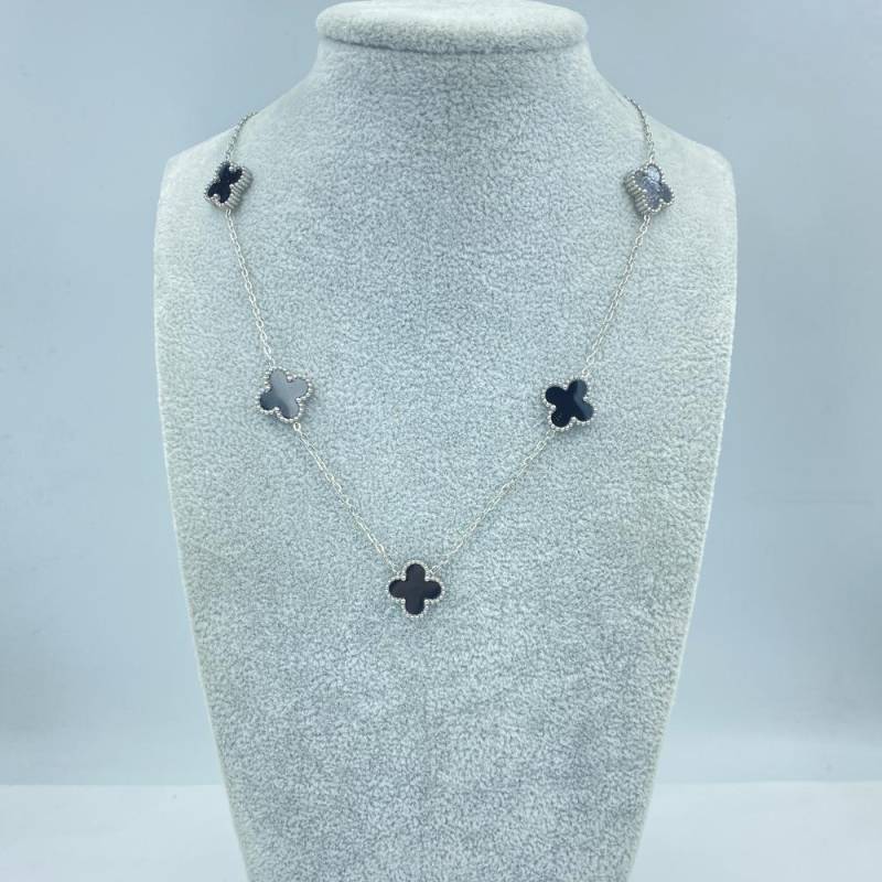 13MM Titanstahl 5 Blumen Halskette Mode Titanstahl Vierblättriges Kleeblatt Damen Halskette von Joom DACH