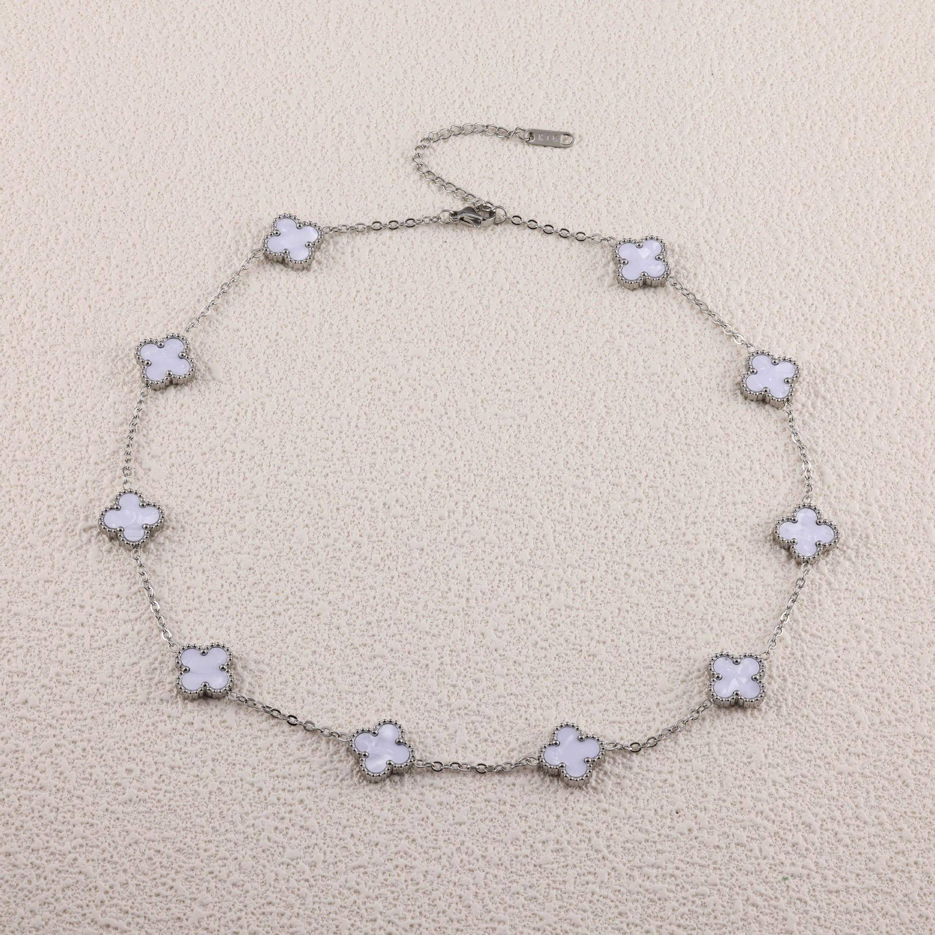 13MM Vierblättriges Kleeblatt Zehn Blüten Halskette Collier Kette Luxus Mode Verliert keine Farbe Titanstahl Collier für Männer und Frauen von Joom DACH