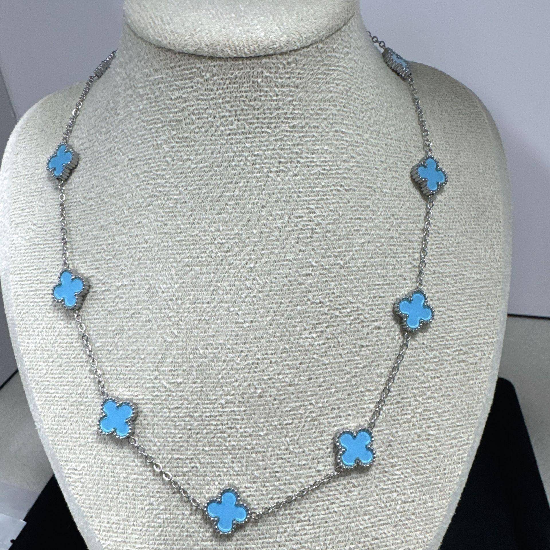 13MM Vierblättriges Kleeblatt Zehn Blüten Halskette Collier Kette Luxus Mode Verliert keine Farbe Titanstahl Collier für Männer und Frauen von Joom DACH