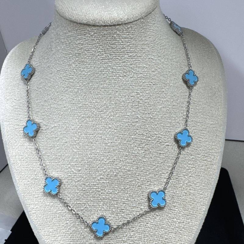 13MM Vierblättriges Kleeblatt Zehn Blüten Halskette Collier Kette Luxus Mode Verliert keine Farbe Titanstahl Collier für Männer und Frauen von Joom DACH