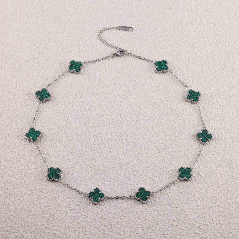 13MM Vierblättriges Kleeblatt Zehn Blüten Halskette Collier Kette Luxus Mode Verliert keine Farbe Titanstahl Collier für Männer und Frauen von Joom DACH
