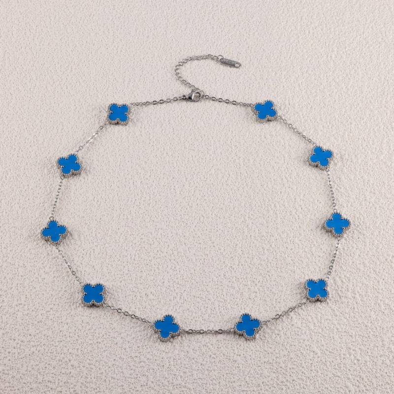 13MM Vierblättriges Kleeblatt Zehn Blüten Halskette Collier Kette Luxus Mode Verliert keine Farbe Titanstahl Collier für Männer und Frauen von Joom DACH