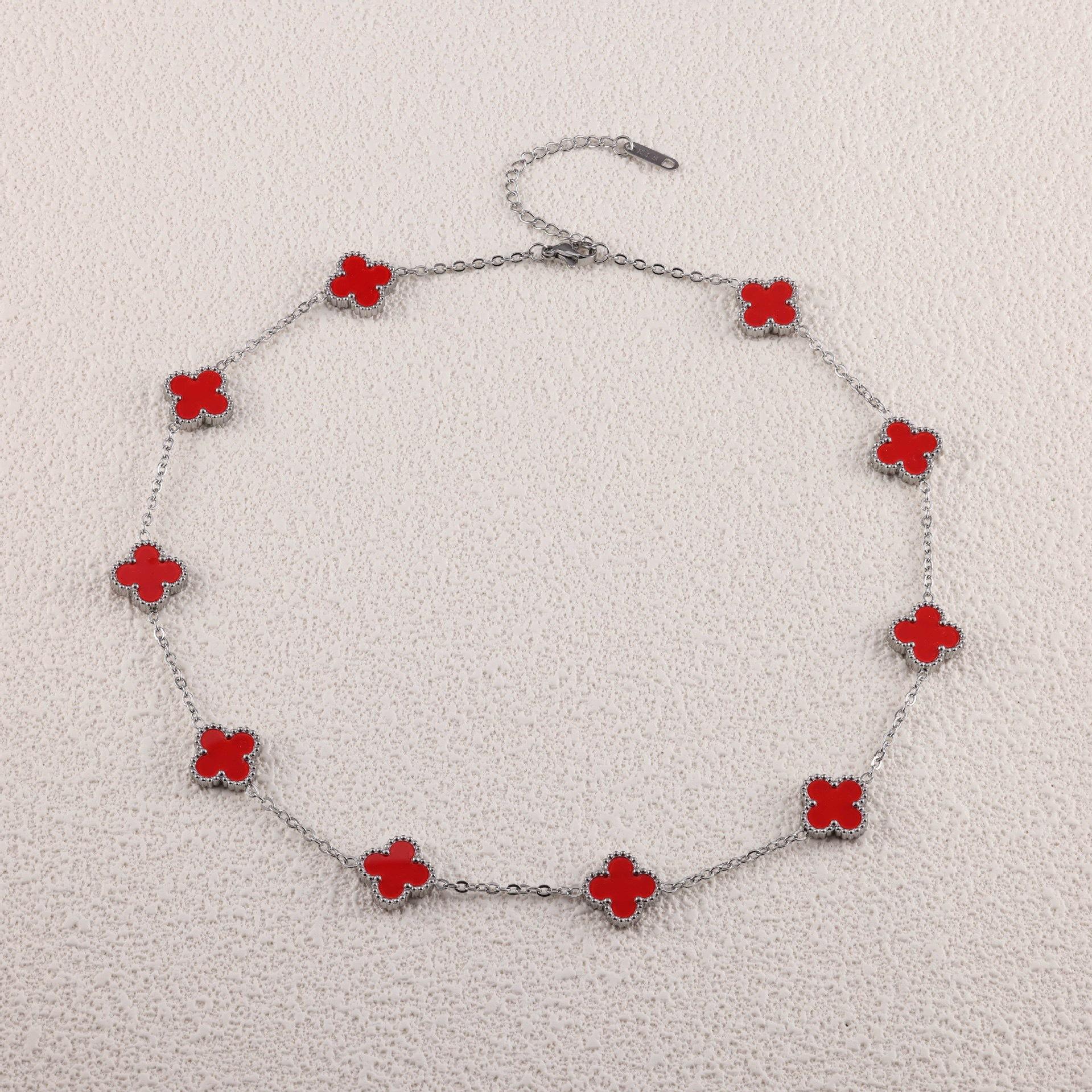 13MM Vierblättriges Kleeblatt Zehn Blüten Halskette Collier Kette Luxus Mode Verliert keine Farbe Titanstahl Collier für Männer und Frauen von Joom DACH