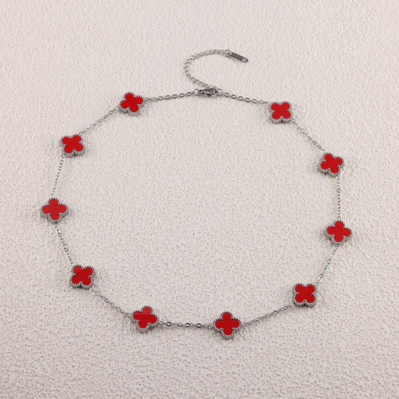 13MM Vierblättriges Kleeblatt Zehn Blüten Halskette Collier Kette Luxus Mode Verliert keine Farbe Titanstahl Collier für Männer und Frauen von Joom DACH