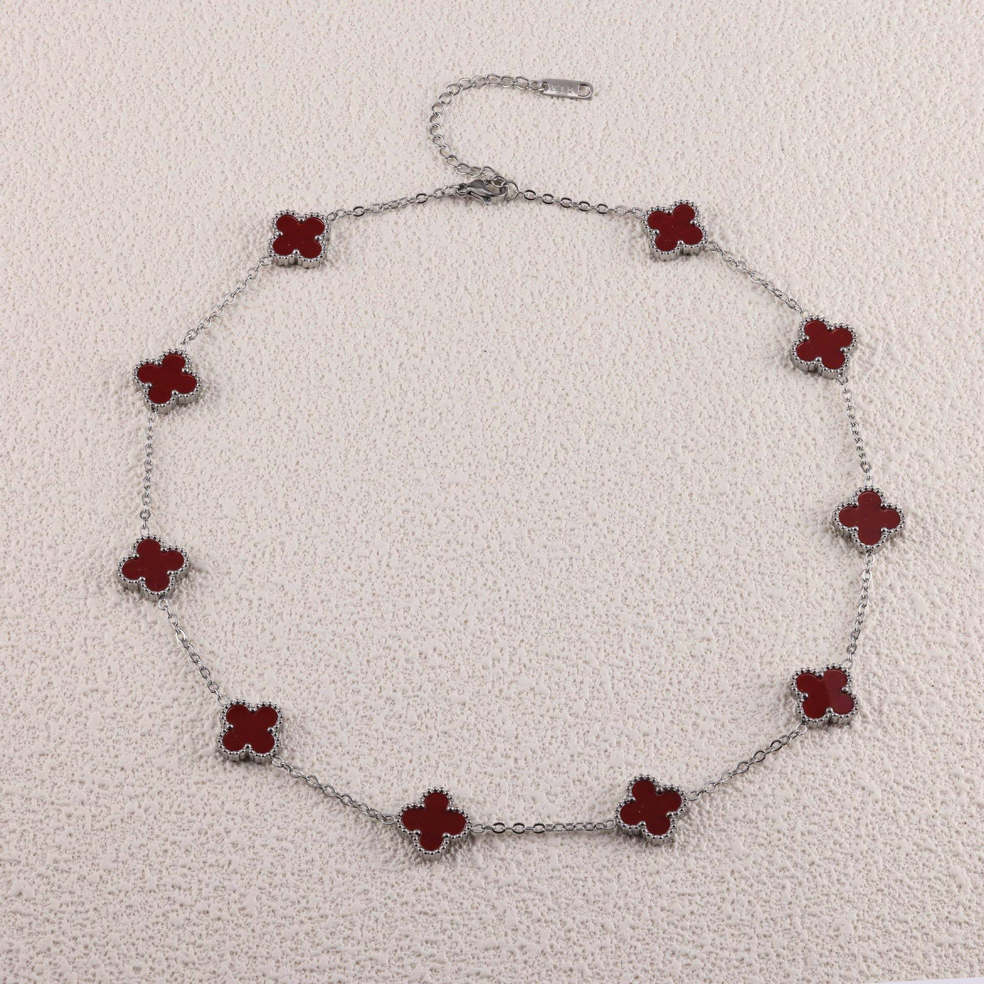 13MM Vierblättriges Kleeblatt Zehn Blüten Halskette Collier Kette Luxus Mode Verliert keine Farbe Titanstahl Collier für Männer und Frauen von Joom DACH