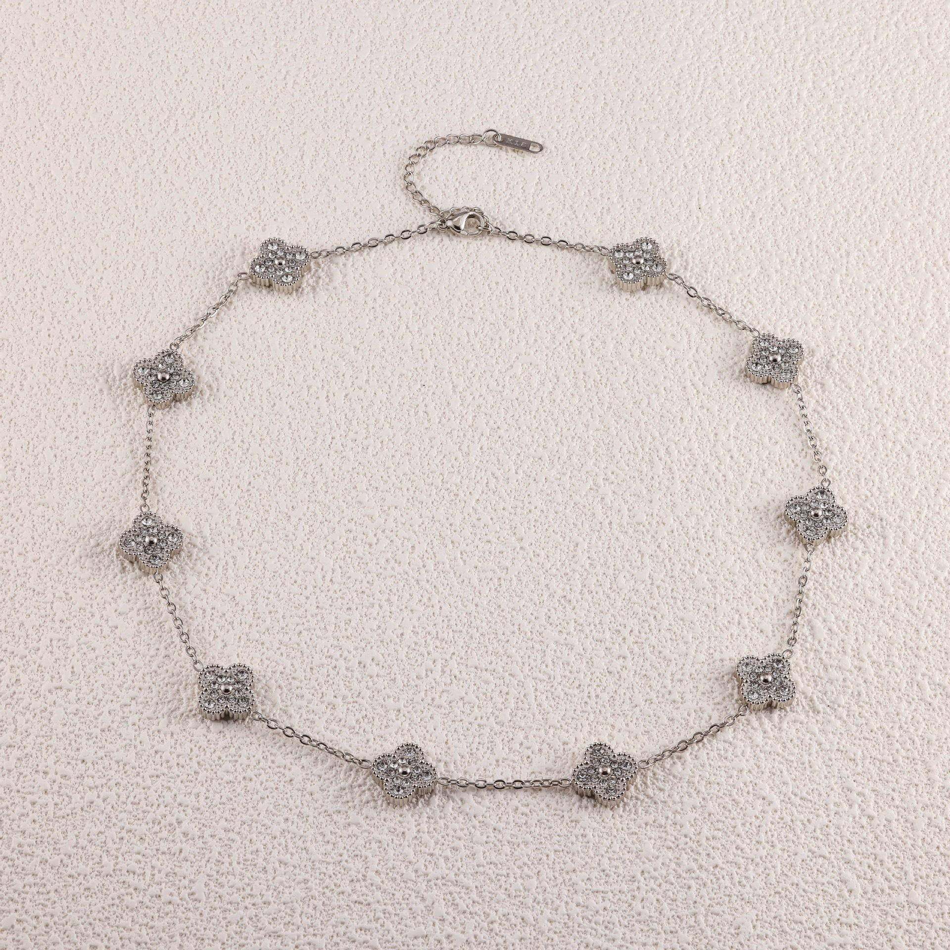 13MM Vierblättriges Kleeblatt Zehn Blüten Halskette Collier Kette Luxus Mode Verliert keine Farbe Titanstahl Collier für Männer und Frauen von Joom DACH